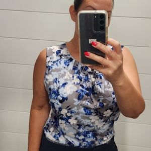 Calvin Klien Blue/Grey/White floral top